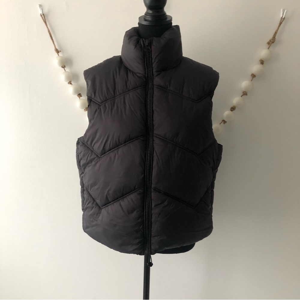 Grace + Karma Nylon Puffer Vest Jacket Coat Black Women's Medium